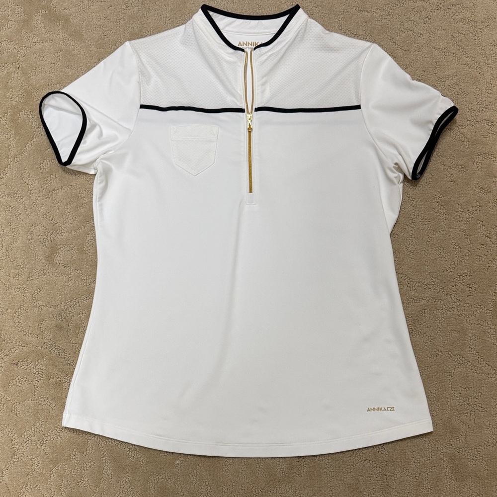Cutter & Buck Women's White and Black Short Sleeve Top